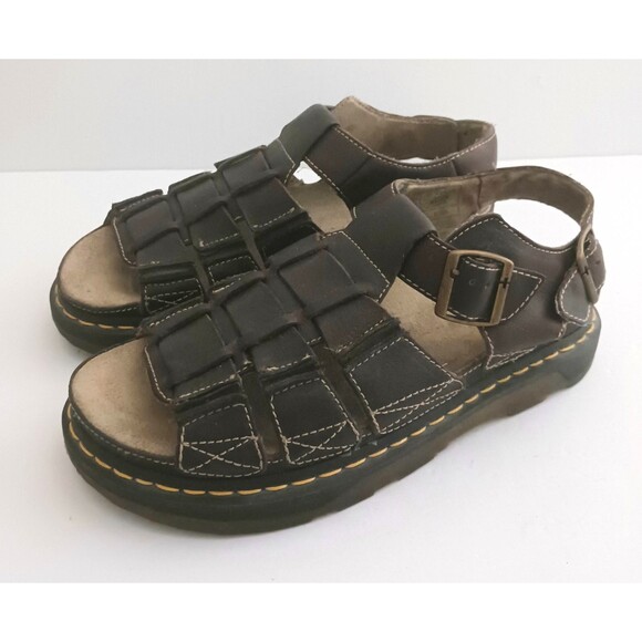 Dr Martens Vtg 00\'s Brown Leather Fishermans Sandals Mens 11M Buckle Strap main image 9